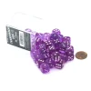 Dice-Case of 36 Deluxe Transparent Small 12mm Round Edge Dice - Purple with White - Your Source for Gaming Essentials