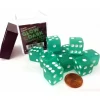 Dice-Case with 12 16mm Glow in the Dark Dice - Lime Color with White Pips - Your Source for Gaming Essentials