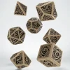 Dice-Celtic Dice Set 3D Beige/Black Set (7) - Your Source for Gaming Essentials