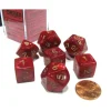 Dice-Cheater's Polyhedral 7-Dice Chessex Set - Pearlescent Red with Gold Numbers - Your Source for Gaming Essentials