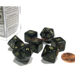 Dice-Cheater's Polyhedral 7-Dice Chessex Set - Pearlescent Black-Gray with Gold - Your Source for Gaming Essentials
