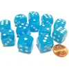 Dice>Cirrus 16mm D6 Chessex Dice Block (12 Dice) - Light Blue with White Pips - Your Source for Gaming Essentials