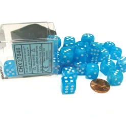 Dice-Cirrus 12mm D6 Chessex Dice Block (36 Dice) - Light Blue with White Pips - Your Source for Gaming Essentials