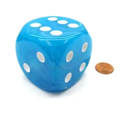 Dice-Cirrus 50mm Huge Large D6 Chessex Dice, 1 Piece - Light Blue with White Pips - Your Source for Gaming Essentials