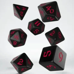 Dice-Classic Runic 7 Piece Polyhedral Dice Set - Black & Red - Your Source for Gaming Essentials