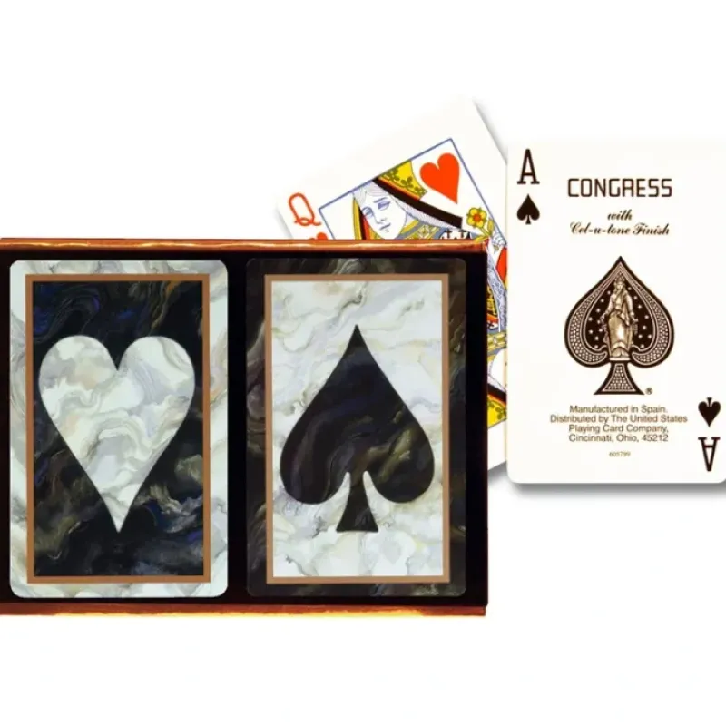 Cards-Congress Black Marble Cellutone Finish Standard 2 Pack Bridge Playing Cards - Your Source for Gaming Essentials
