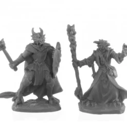 Tabletop Miniatures>Dragonfolk Wizard and Cleric #44144 Bones Black Unpainted Plastic Figures - Your Source for Gaming Essentials