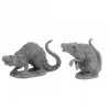 Tabletop Miniatures>Dungeon Dwellers Barrow Rats (2) #07035 Bones USA Unpainted Plastic Figures - Your Source for Gaming Essentials