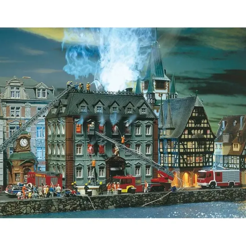 Faller 232300 N Burning Tax Office with 16V AC Smoke Generator - Your Source for Gaming Essentials Trains