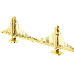 Toys-Fascinations Metal Earth Golden Gate Bridge Gold Laser Cut 3D Metal Model Kit - Your Source for Gaming Essentials