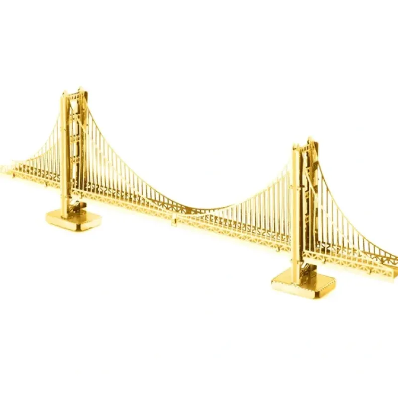 Toys-Fascinations Metal Earth Golden Gate Bridge Gold Laser Cut 3D Metal Model Kit - Your Source for Gaming Essentials