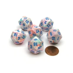 Dice-Festive 20 Sided D20 Chessex Dice, 6 Pieces - Pop Art with Blue Numbers - Your Source for Gaming Essentials