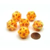 Dice-Festive 20 Sided D20 Chessex Dice, 6 Pieces - Sunburst with Red Numbers - Your Source for Gaming Essentials