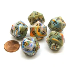 Dice-Festive 20 Sided D20 Chessex Dice, 6 Pieces - Vibrant with Brown Numbers - Your Source for Gaming Essentials