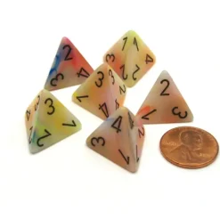 Dice-Festive 18mm 4 Sided D4 Chessex Dice, 6 Pieces - Circus with Black - Your Source for Gaming Essentials