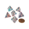 Dice-Festive 18mm 4 Sided D4 Chessex Dice, 6 Pieces - Pop Art with Blue Numbers - Your Source for Gaming Essentials