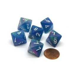 Dice-Festive 15mm 8 Sided D8 Chessex Dice, 6 Pieces - Waterlily with White Numbers - Your Source for Gaming Essentials
