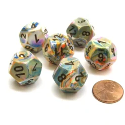 Dice-Festive 18mm 12 Sided D12 Chessex Dice, 6 Pieces - Vibrant with Brown - Your Source for Gaming Essentials