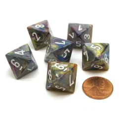 Dice-Festive 15mm 8 Sided D8 Chessex Dice, 6 Pieces - Carousel with White - Your Source for Gaming Essentials