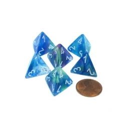 Dice-Festive 18mm 4 Sided D4 Chessex Dice, 6 Pieces - Waterlily with White Numbers - Your Source for Gaming Essentials