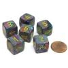 Dice-Festive 15mm 6 Sided D6 Chessex Dice, 6 Pieces - Mosaic with Yellow Numbers - Your Source for Gaming Essentials