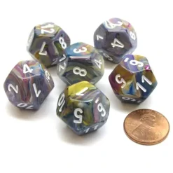 Dice-Festive 18mm 12 Sided D12 Chessex Dice, 6 Pieces - Carousel with White - Your Source for Gaming Essentials