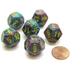 Dice-Festive 18mm 12 Sided D12 Chessex Dice, 6 Pieces - Mosaic with Yellow - Your Source for Gaming Essentials