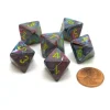 Dice-Festive 15mm 8 Sided D8 Chessex Dice, 6 Pieces - Mosaic with Yellow - Your Source for Gaming Essentials
