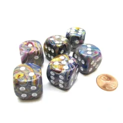 Dice-Festive 20mm Big D6 Chessex Dice, 6 Pieces - Carousel with White Pips - Your Source for Gaming Essentials