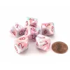 Dice-Festive 16mm D10 (0-9) Chessex Dice, 6 Pieces - Pop Art with Red Numbers - Your Source for Gaming Essentials