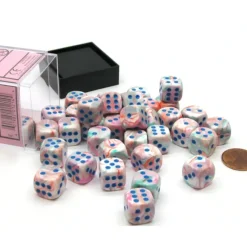 Dice-Festive 12mm D6 Chessex Dice Block (36 Dice) - Pop Art with Blue Pips - Your Source for Gaming Essentials