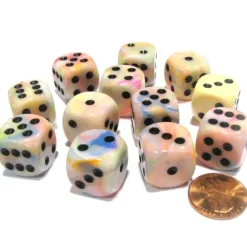 Dice-Festive 16mm D6 Chessex Dice Block (12 Dice) - Circus with Black Pips - Your Source for Gaming Essentials