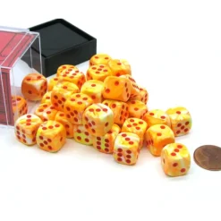 Dice-Festive 12mm D6 Chessex Dice Block (36 Dice) - Sunburst with Red Pips - Your Source for Gaming Essentials