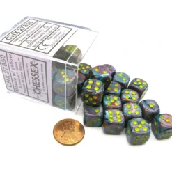 Dice-Festive 12mm D6 Chessex Dice Block (36 Dice) -Mosaic with Yellow Pips - Your Source for Gaming Essentials