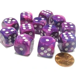 Dice-Festive 16mm D6 Chessex Dice Block (12 Dice) - Violet with White Pips - Your Source for Gaming Essentials