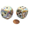 Dice-Festive 30mm Large D6 Chessex Dice, 2 Pieces - Vibrant with Brown Pips - Your Source for Gaming Essentials