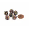 Dice-Festive 12mm Mini 12 Sided D12 Dice, 6 Pieces - Mosaic with Yellow Numbers - Your Source for Gaming Essentials