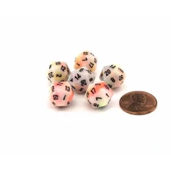 Dice-Festive 12mm Mini 20 Sided D20 Dice, 6 Pieces - Circus with Black Numbers - Your Source for Gaming Essentials