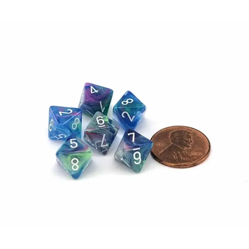 Dice-Festive 9mm Mini 8 Sided D8 Dice, 6 Pieces - Waterlily with White Numbers - Your Source for Gaming Essentials