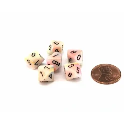 Dice-Festive 10mm Mini 10 Sided D10 Dice, 6 Pieces - Circus with Black Numbers - Your Source for Gaming Essentials