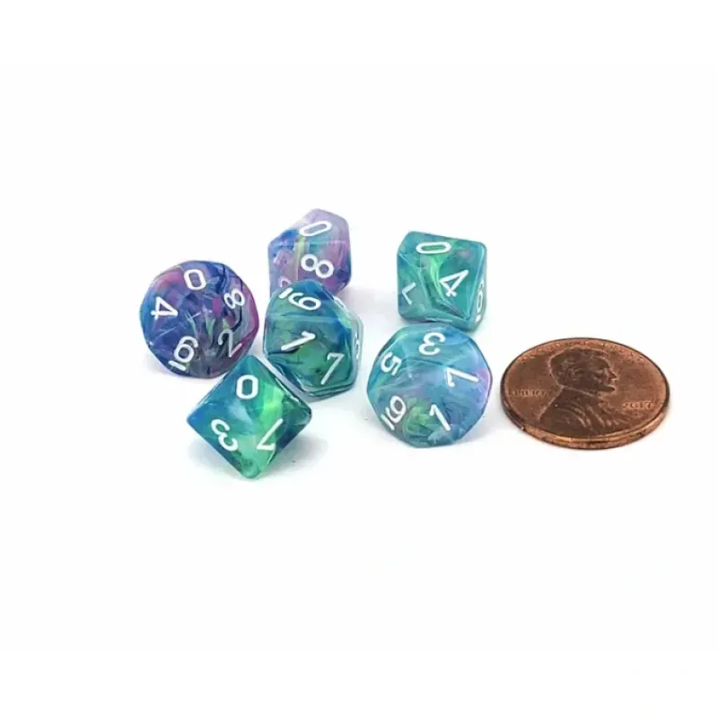 Dice-Festive 10mm Mini 10 Sided D10 Dice, 6 Pieces - Waterlily with White Numbers - Your Source for Gaming Essentials