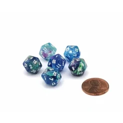 Dice-Festive 12mm Mini 20 Sided D20 Dice, 6 Pieces - Waterlily with White Numbers - Your Source for Gaming Essentials