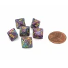 Dice-Festive 9mm Mini 8 Sided D8 Dice, 6 Pieces - Mosaic with Yellow Numbers - Your Source for Gaming Essentials