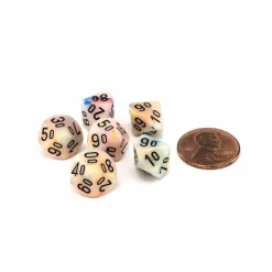 Dice-Festive 10mm Mini Tens D10 Dice, 6 Pieces - Circus with Black Numbers - Your Source for Gaming Essentials