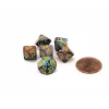 Dice-Festive 10mm Mini Tens D10 Dice, 6 Pieces - Mosaic with Yellow Numbers - Your Source for Gaming Essentials
