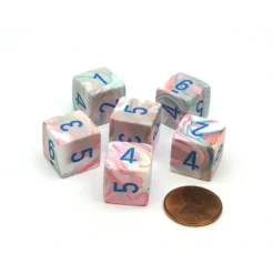 Dice-Festive 15mm 6-Sided D6 Numbered Chessex Dice, 6 Pieces - Pop Art with Blue - Your Source for Gaming Essentials