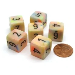 Dice-Festive 15mm 6-Sided D6 Numbered Chessex Dice, 6 Pieces - Circus with Black - Your Source for Gaming Essentials