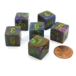 Dice-Festive 15mm 6-Sided D6 Numbered Chessex Dice, 6 Pieces - Rio with Yellow - Your Source for Gaming Essentials