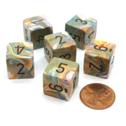 Dice-Festive 15mm 6-Sided D6 Numbered Chessex Dice, 6 Pieces - Vibrant with Brown - Your Source for Gaming Essentials