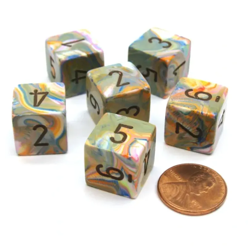 Dice-Festive 15mm 6-Sided D6 Numbered Chessex Dice, 6 Pieces - Vibrant with Brown - Your Source for Gaming Essentials